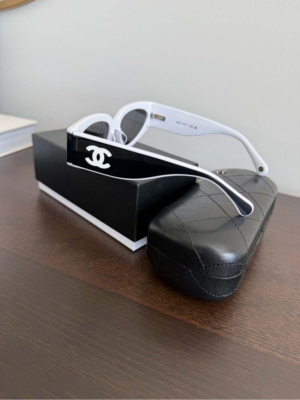 CHANEL Black & White Cat-Eye Sunglasses